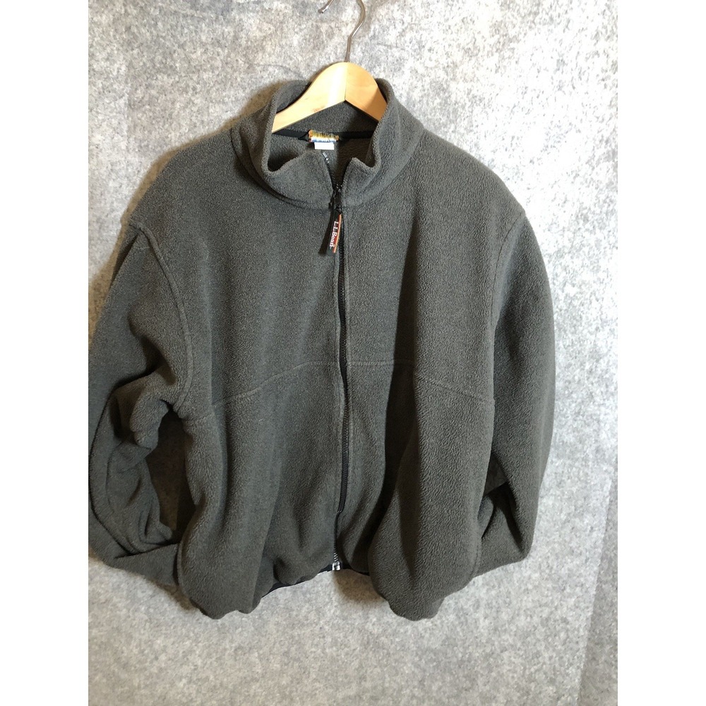 L.L. Bean Jacket Men Large Gray Fleece Bomber Coat Polartec Hiking Outdoor